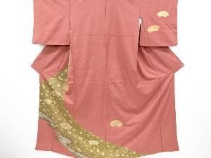 絞り　地紙に草花模様刺繍訪問着